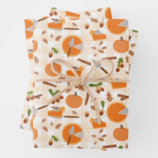 Pumpkin Pie Autumn Fall Pattern Geschenkpapier Set (Beispiel)