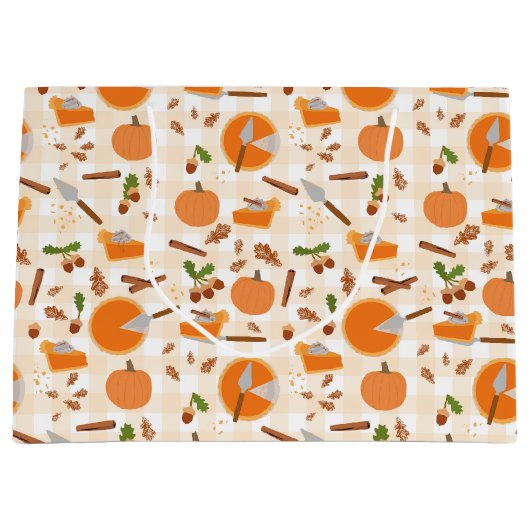 Pumpkin Pie Autumn Fall Pattern Große Geschenktüte (Vorderseite)