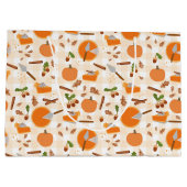 Pumpkin Pie Autumn Fall Pattern Große Geschenktüte (Rückseite)