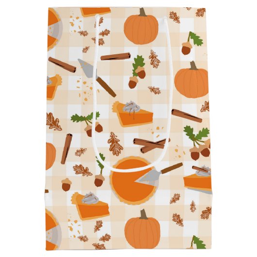 Pumpkin Pie Autumn Fall Pattern Mittlere Geschenktüte (Rückseite)