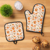 Pumpkin Pie Autumn Fall Pattern Ofenhandschuh & Topflappen-Set (Oben Unten)