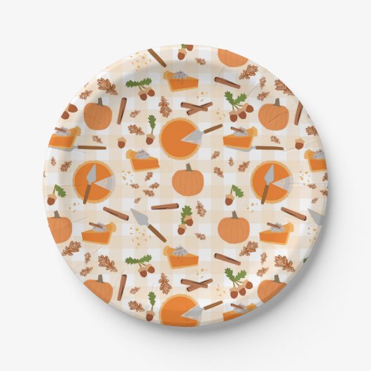 Pumpkin Pie Autumn Fall Pattern Pappteller (Vorderseite)
