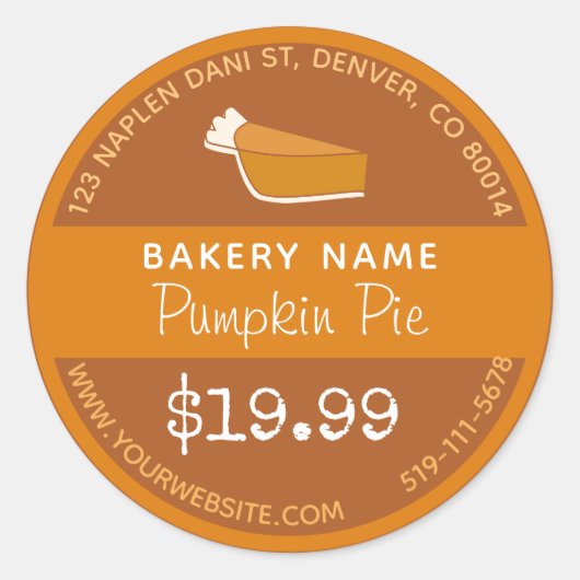 Pumpkin Pie Bäckerei Sticker (Vorderseite)