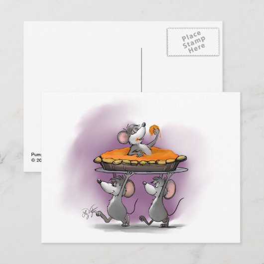 Pumpkin Pie Celebration Feiertagspostkarte (Vorne/Hinten)