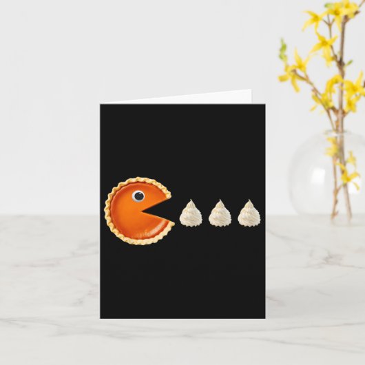 Pumpkin Pie Eating Cream Funny Erntedank Karte (Gelbe Blume)