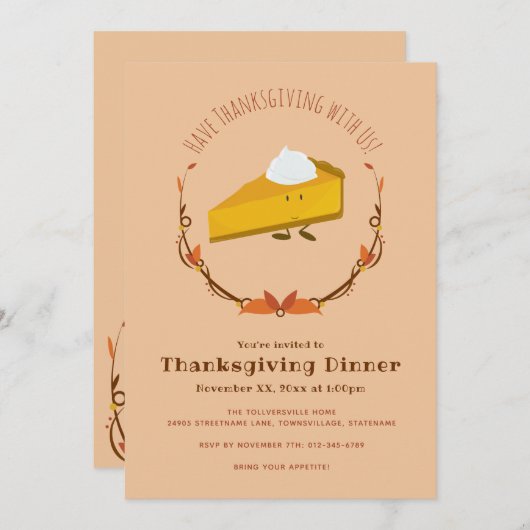 Pumpkin Pie Erntedank Einladung (Vorne/Hinten)