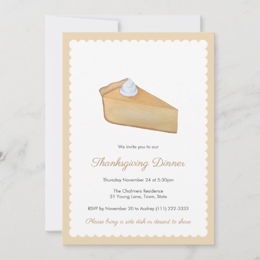 Pumpkin Pie Erntedank oder FreundeAbendessen geben Einladung (Vorderseite)