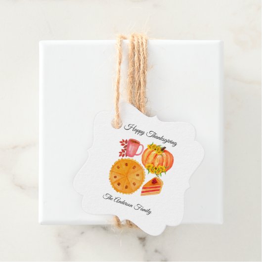 Pumpkin Pie Erntedank Orange White Geschenkanhänger (Beispiel)