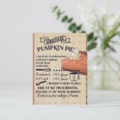 Pumpkin Pie Erntedank Rezept Postkarte (Stehend Vorderseite)