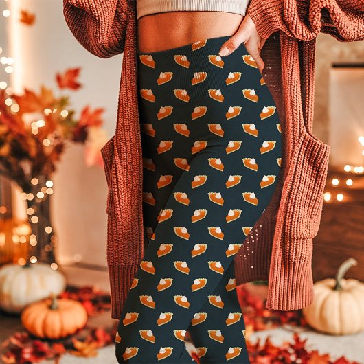 Pumpkin Pie Fall Erntedank Navy Leggings