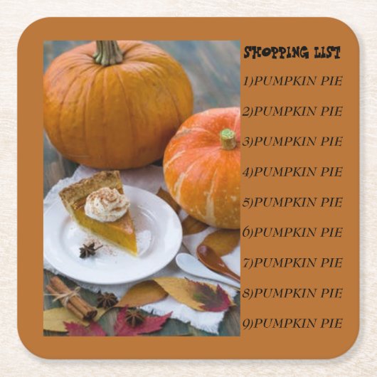 PUMPKIN PIE, FERIENLISTE, ERNTEDANK UNTERSETZER (Vorderseite)