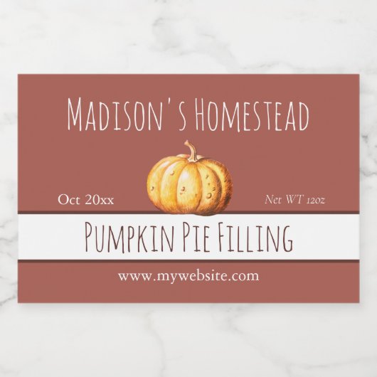 Pumpkin Pie Filling Labels Lebensmitteletikett (Einzelnes Label)