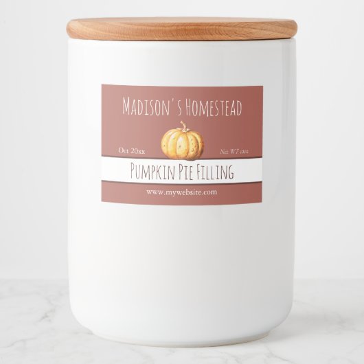 Pumpkin Pie Filling Labels Lebensmitteletikett (Vorderseite)