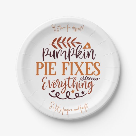 Pumpkin Pie Fixes Alles - Custom Erntedank Pappteller (Vorderseite)