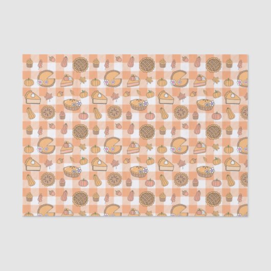 Pumpkin Pie Gingham Tissue Paper Seidenpapier (Vorderseite)