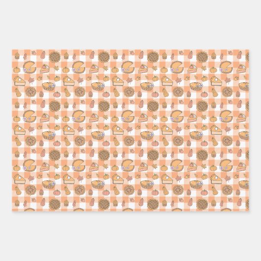 Pumpkin Pie Gingham Wrapping Paper Sheets Geschenkpapier Set (Vorderseite 3)