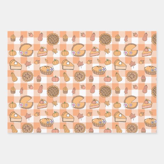 Pumpkin Pie Gingham Wrapping Paper Sheets Geschenkpapier Set (Vorderseite 2)