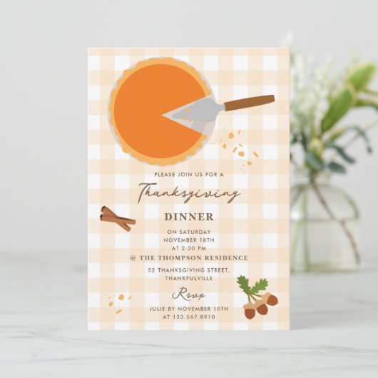 Pumpkin Pie Herbst Erntedank Einladung (Stehend Vorderseite)