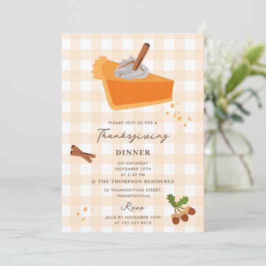 Pumpkin Pie Herbst Erntedank Einladung (Stehend Vorderseite)