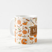 Pumpkin Pie Herbstfallmuster Monogram Initial Kaffeetasse (Vorderseite Links)