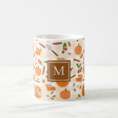 Pumpkin Pie Herbstfallmuster Monogram Initial Kaffeetasse (Mittel)
