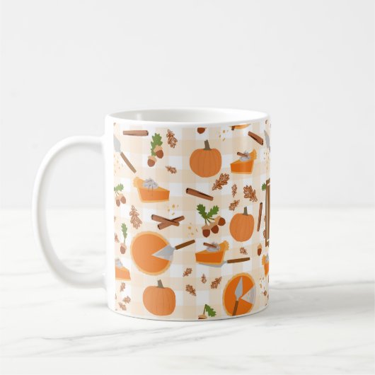 Pumpkin Pie Herbstfallmuster Monogram Initial Kaffeetasse (Links)