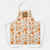 Pumpkin Pie Herbstfallmuster Monogram Initial Schürze (Vorderseite)