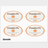 Pumpkin Pie Label | Packungsaufkleber für Pie Ovaler Aufkleber (Blatt)