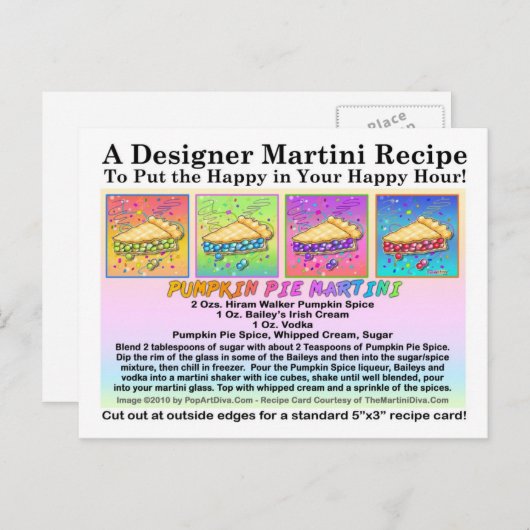 Pumpkin Pie Martini Rezept Karte Postkarte (Vorne/Hinten)