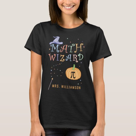 Pumpkin Pie Mathe Wizard Custom Teachween T-Shirt (Vorderseite)