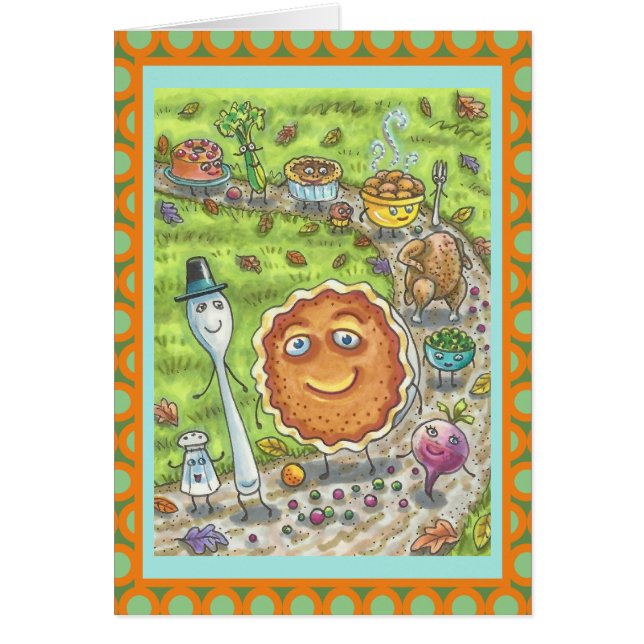 PUMPKIN PIE PARADE ERNTEDANK GREETING CARD Vers (Vorne)