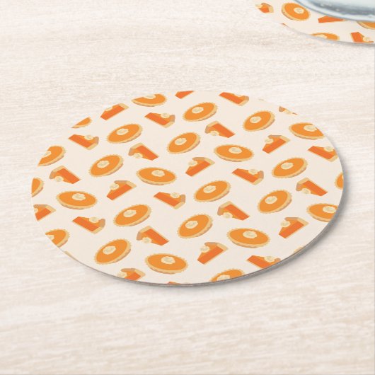 Pumpkin Pie Pattern Runder Pappuntersetzer (Angewinkelt)