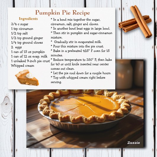 Pumpkin Pie Recipe Card Postkarte