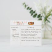 Pumpkin Pie Rezept Card Erntedank und Weihnachten (Stehend Vorderseite)