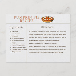 Pumpkin Pie Rezept Card Erntedank und Weihnachten Postkarte
