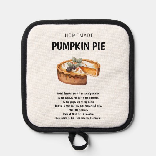 "Pumpkin Pie Rezept Gemütliche Geschenkideen Topflappen (Vorderseite)
