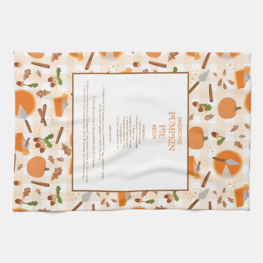 Pumpkin Pie Rezept Heirloom Herbstmuster Geschirrtuch (Horizontal)