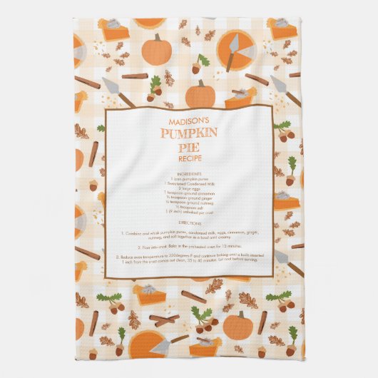 Pumpkin Pie Rezept Heirloom Herbstmuster Geschirrtuch (Vertikal)