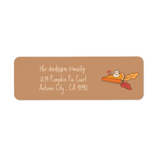 Pumpkin Pie Slice Doodle Fall Rücksendeadresse (Vorne)