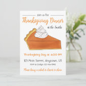 Pumpkin Pie Slice Erntedank Dinner Party Einladung (Stehend Vorderseite)