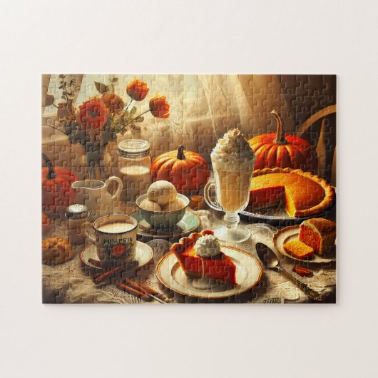 Pumpkin Pie Spice Creamy Tabletop Fall Decor Puzzle (Horizontal)