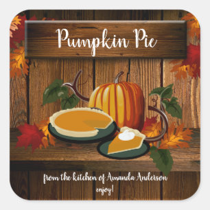 Pumpkin Pie Sq Label Quadratischer Aufkleber
