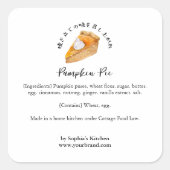 Pumpkin Pie Watercolor Rustic Bakery Ingredient Quadratischer Aufkleber (Vorderseite)