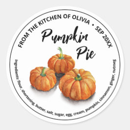 Pumpkin Pie Zuhause Baked Runder Aufkleber