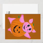 Pumpkin Pig Feiertagskarte (Vorne/Hinten)