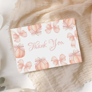 Pumpkin Pink Bow Baby Dusche Danke Karte