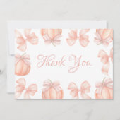Pumpkin Pink Bow Baby Dusche Danke Karte (Vorderseite)