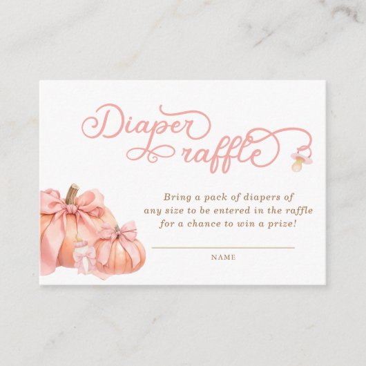 Pumpkin Pink Bow Baby Duschkabine Windelwanne Raff Begleitkarte (Vorderseite)