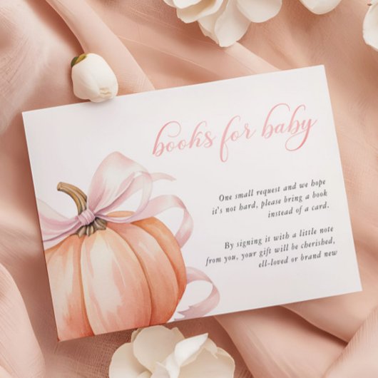 Pumpkin Pink Bow Baby Showbücher für Baby Begleitkarte