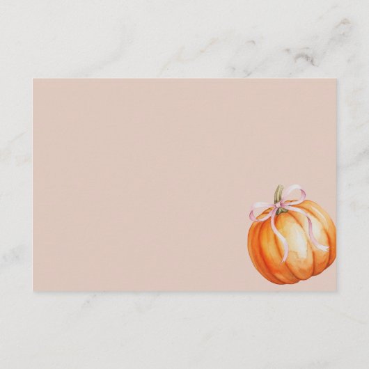 Pumpkin Pink Bow Baby Shower Diaper Raffle Begleitkarte (Rückseite)